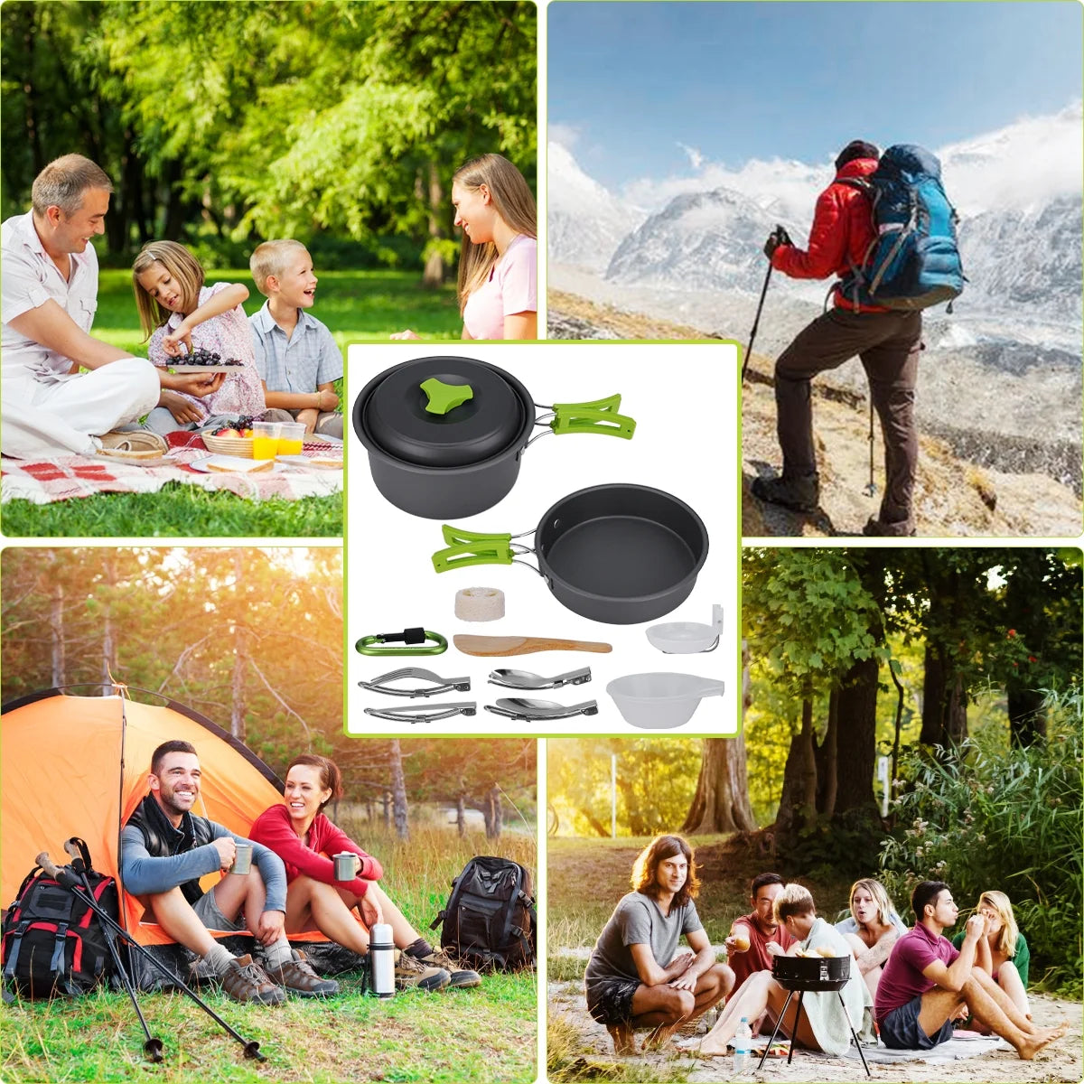 15 Pcs Non Stick Camping Cookware Set V817279
