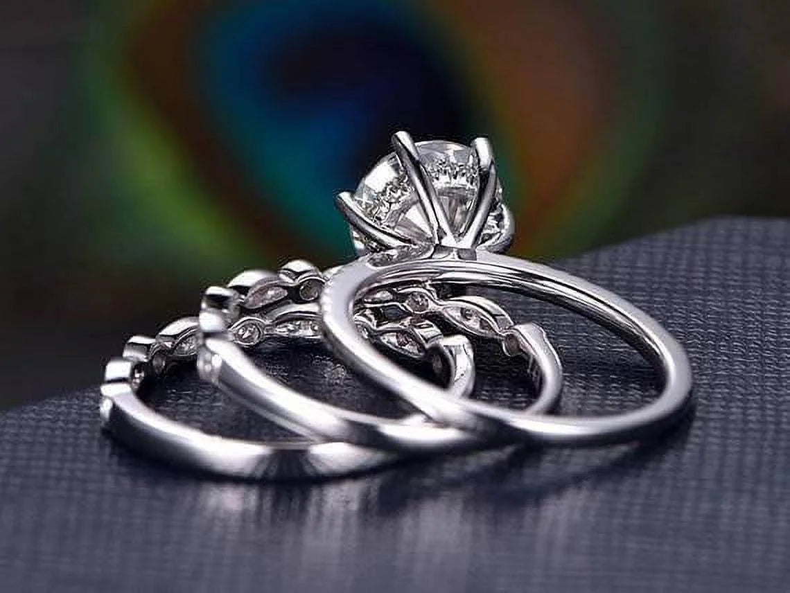 18k Gold Plated Moissanite Trio Wedding Set Y26410