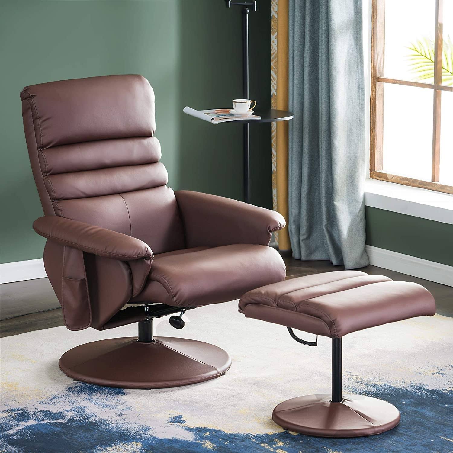 Saddle Swivel Massage Recliner Chair with Ottoman Z339