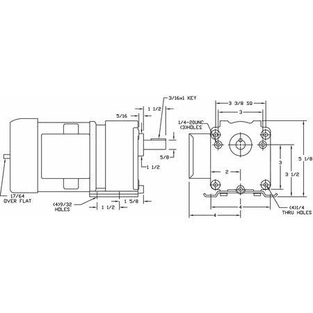 AC Gearmotor, 16 RPM, TEFC, 115/230V I560778