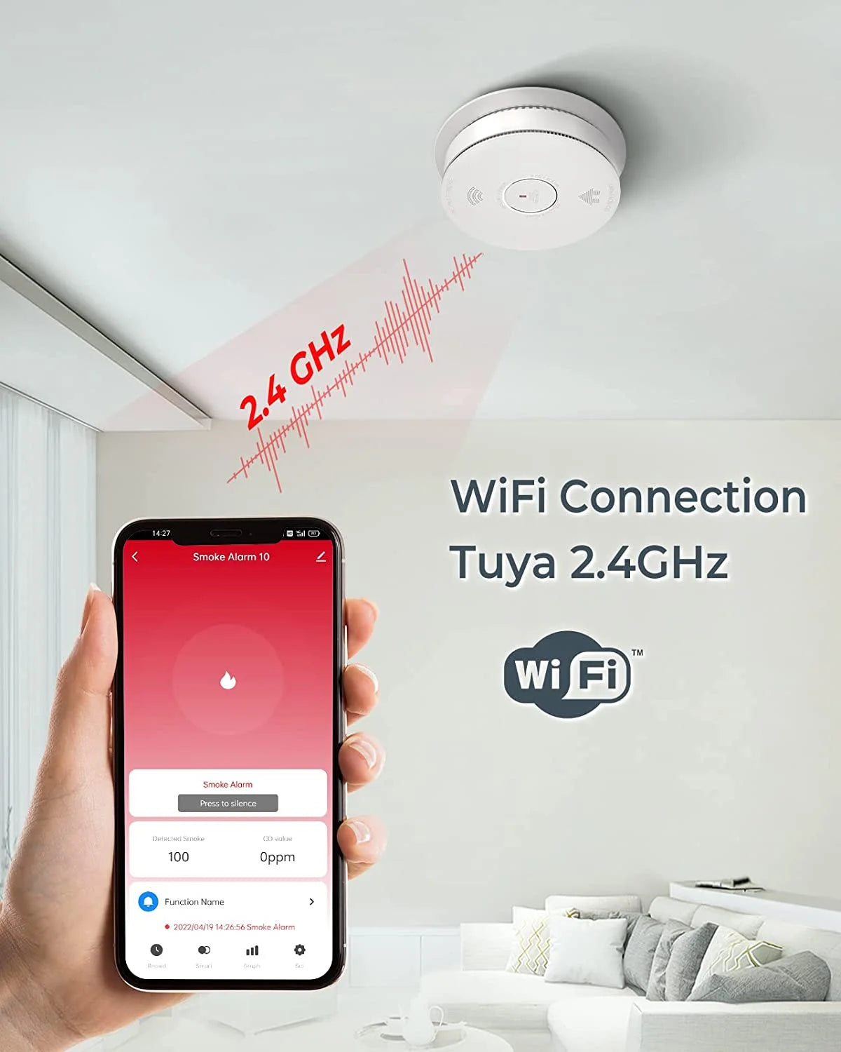 WiFi Smoke Detector Carbon Monoxide Detector Combo, 2 Pack A8000