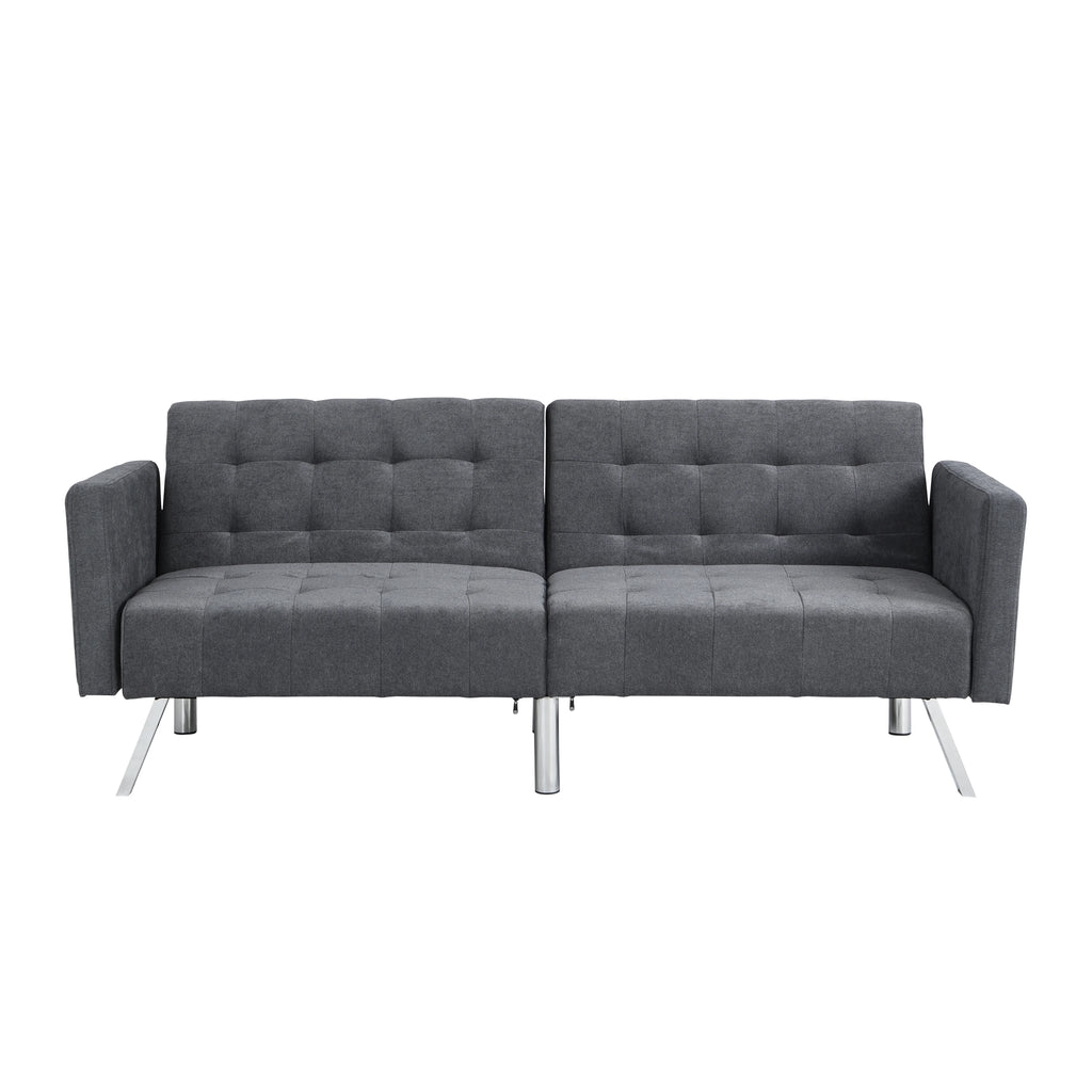 Dark Grey Convertible Linen Sofa Bed L738900
