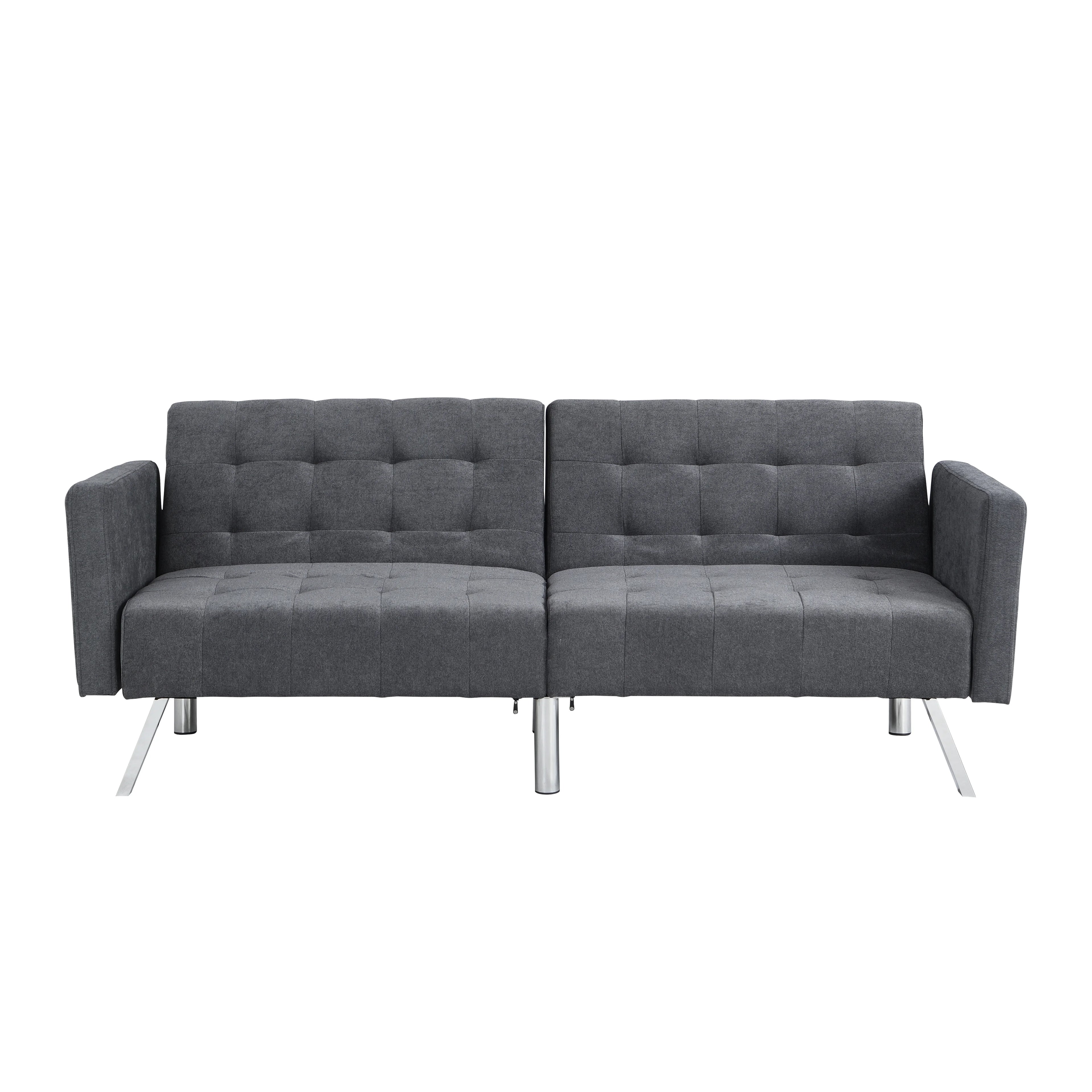 Dark Grey Convertible Linen Sofa Bed L738900