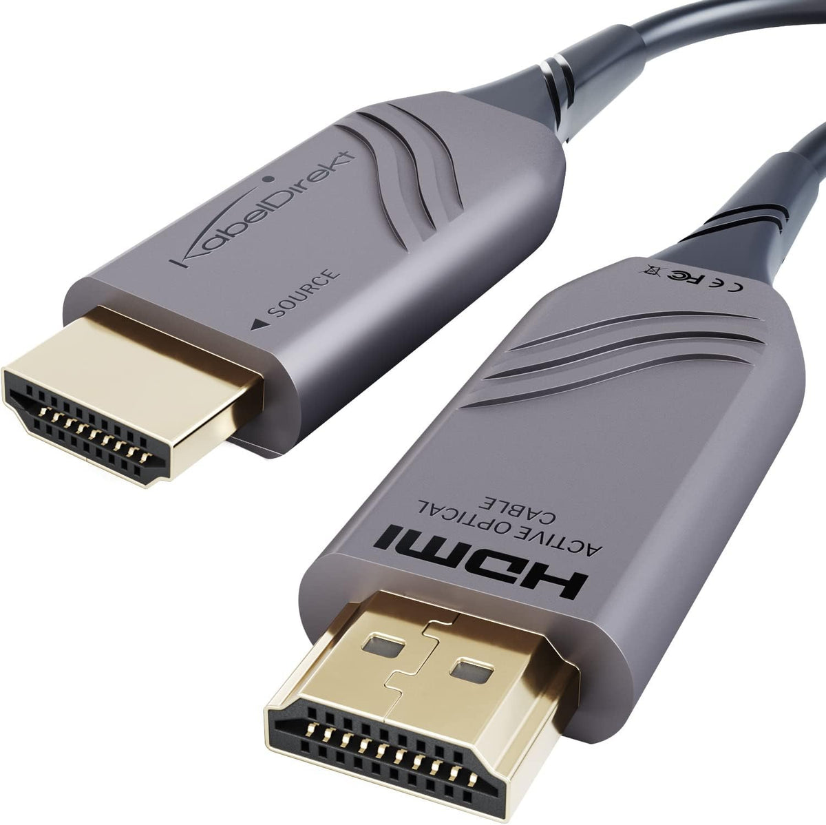 25ft 8K HDMI 2.1 Optical Ultra High Speed HDMI Cable, Gray/Black, Pack of 2 K951