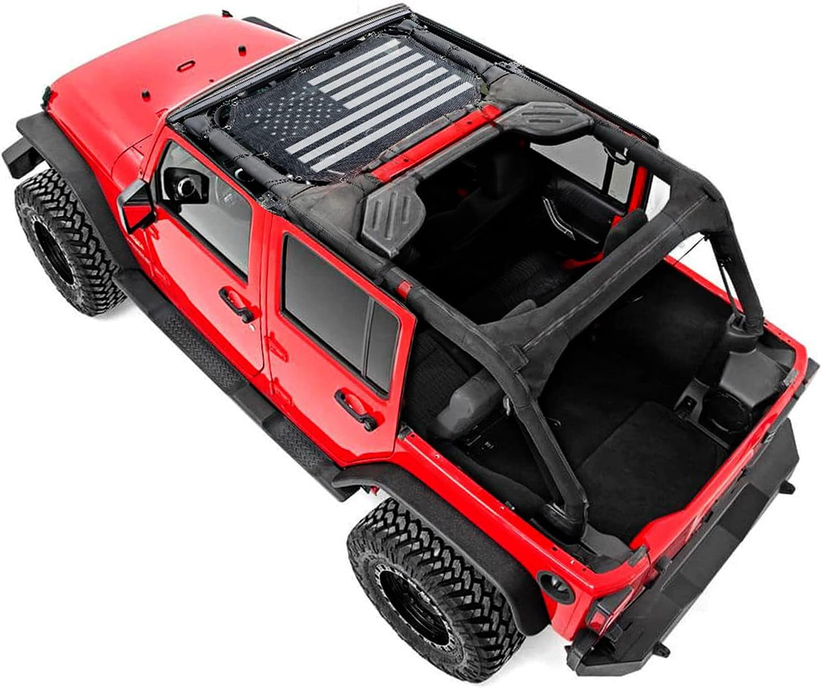 Black Mesh Shade Top Sunshade Cover for Jeep Wrangler JK JKU 2/4-Door O77271