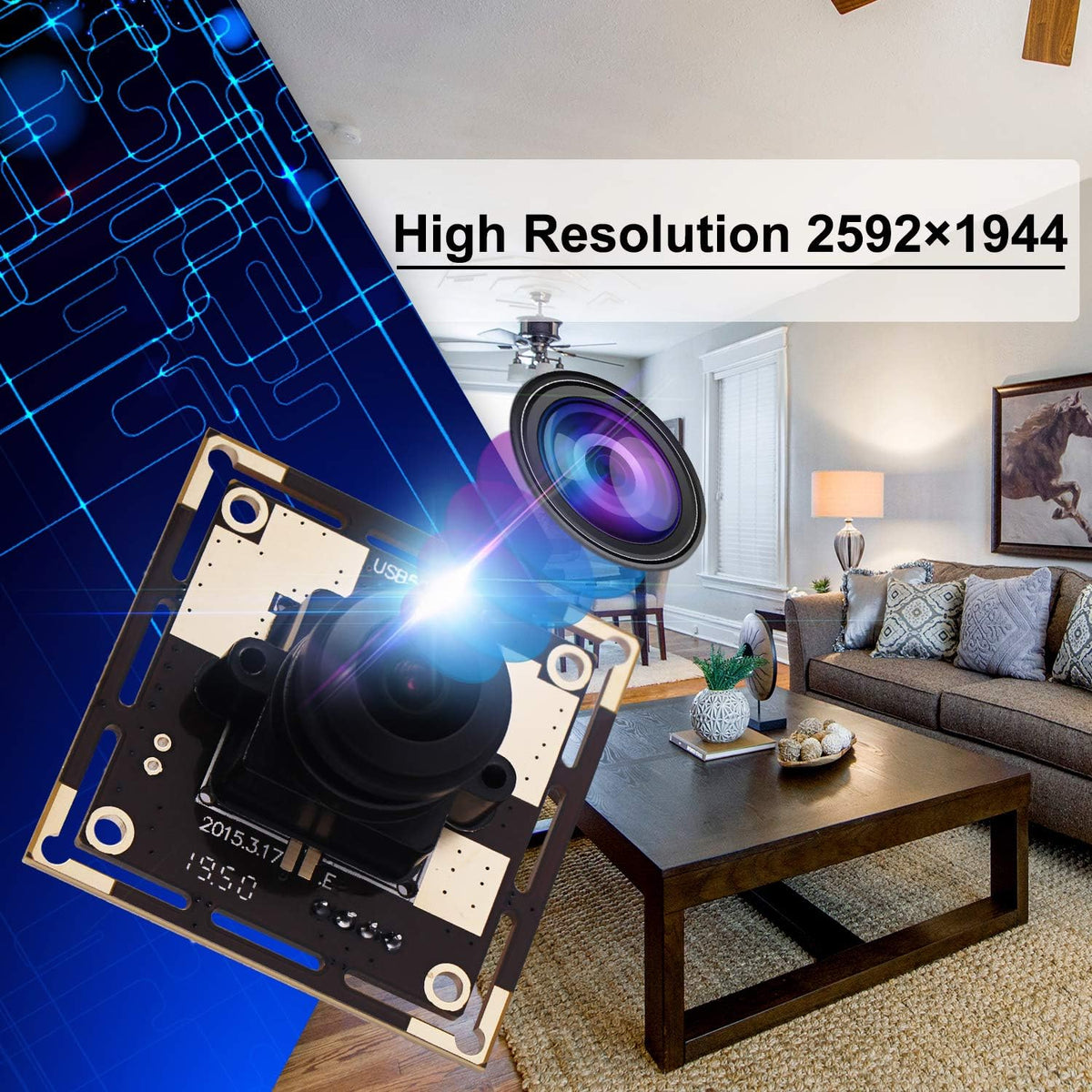5 Megapixel USB Camera Module with 170 Degree Fisheye Lens Wide Angle HD H640139