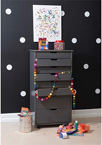 Gray Eight Drawer Wood Rolling Storage Cart T156