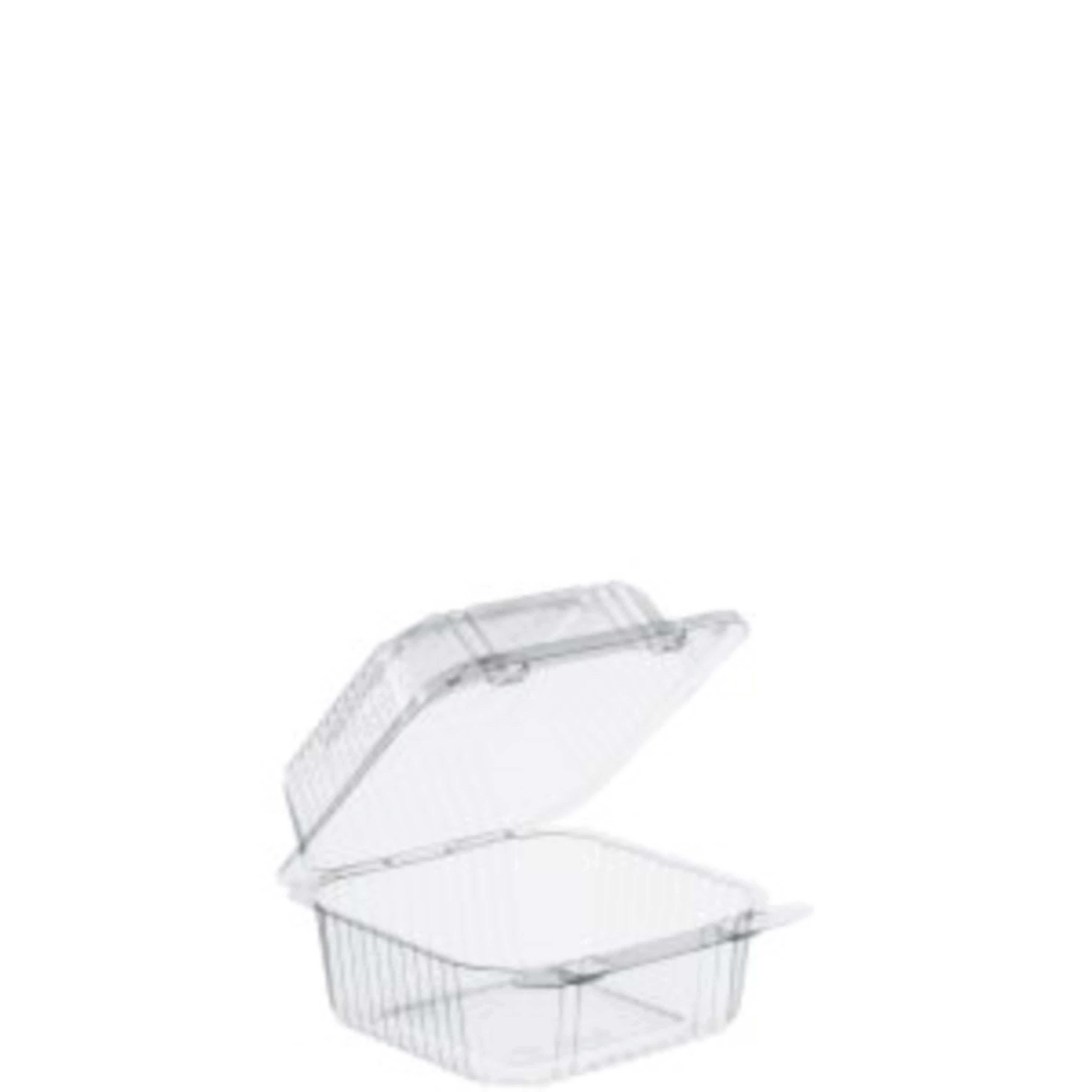 Plastic Square Food Container Clear, 5.3 inch Length x 5.6 inch Width x 3.3 inch Depth, 500/Case Y534