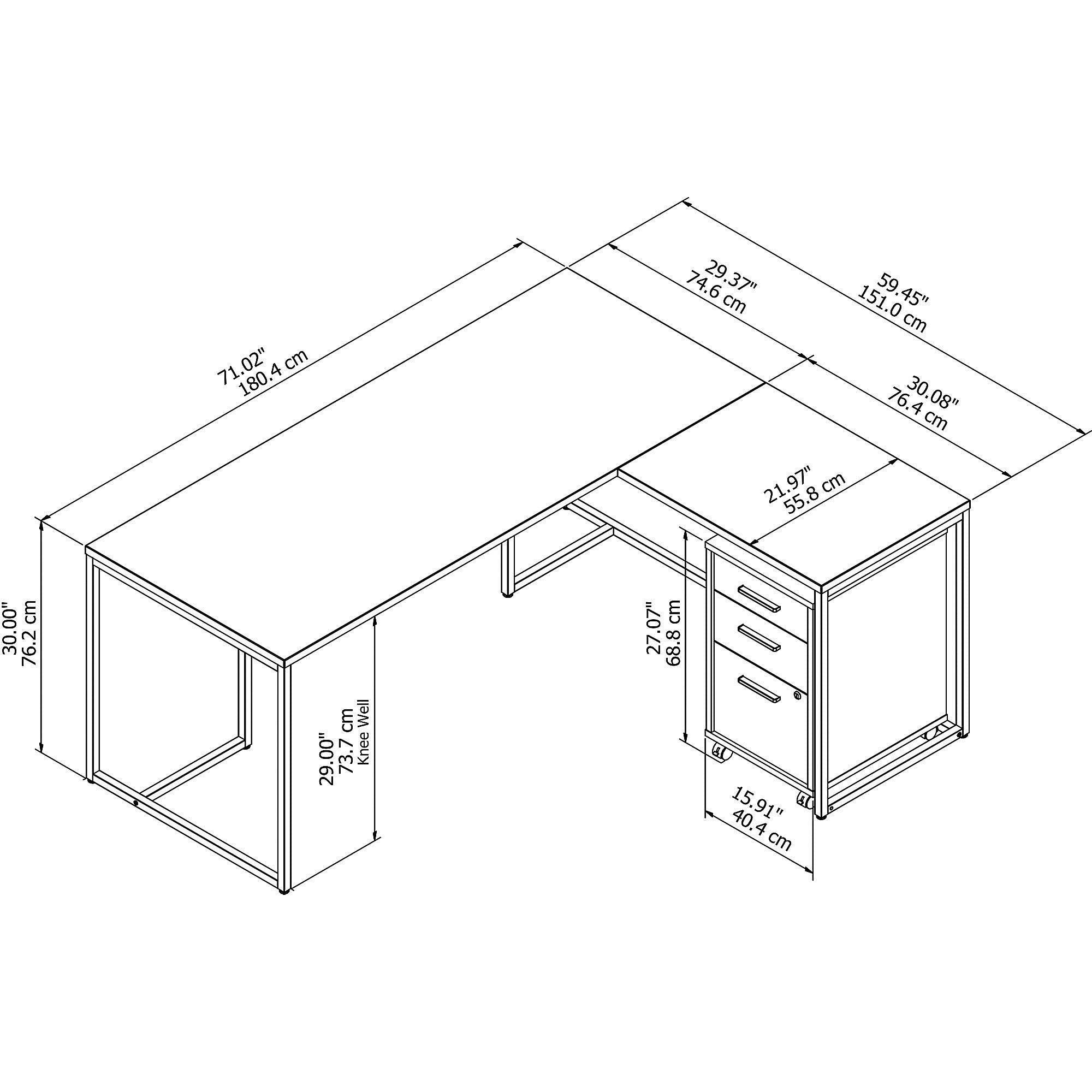 Natural Maple L Shaped Desk with Mobile File Cabinet B311677