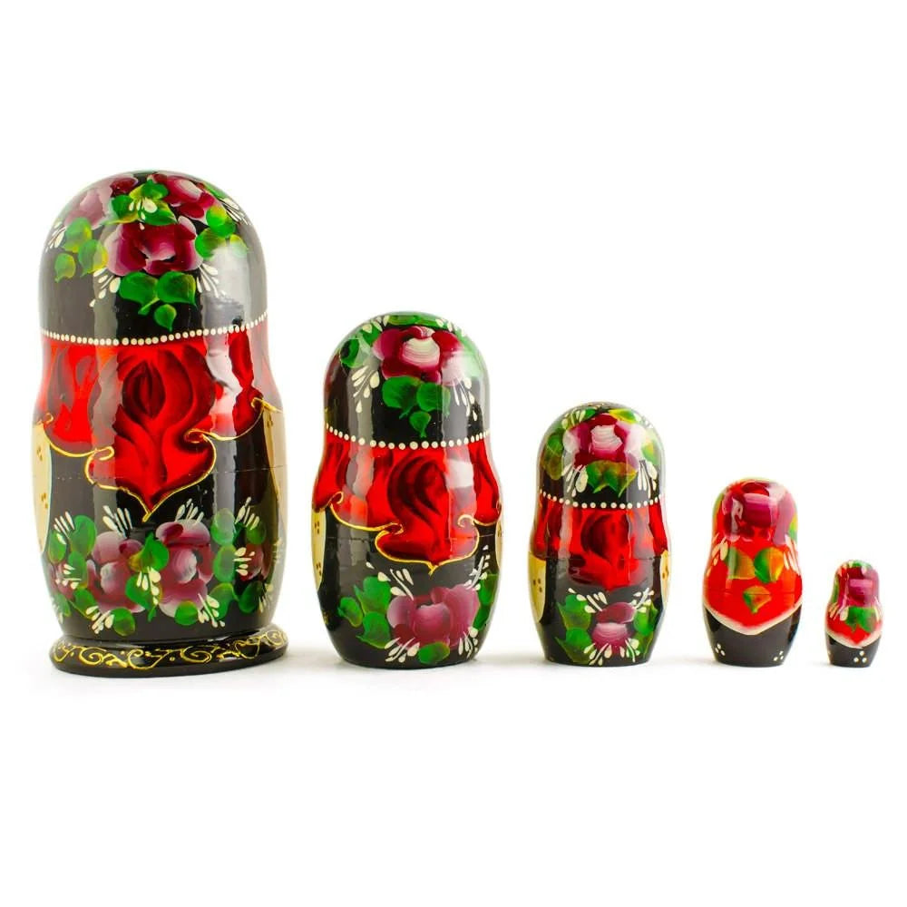 Red Riding Hood Wooden Nesting Dolls Set of 5 O712