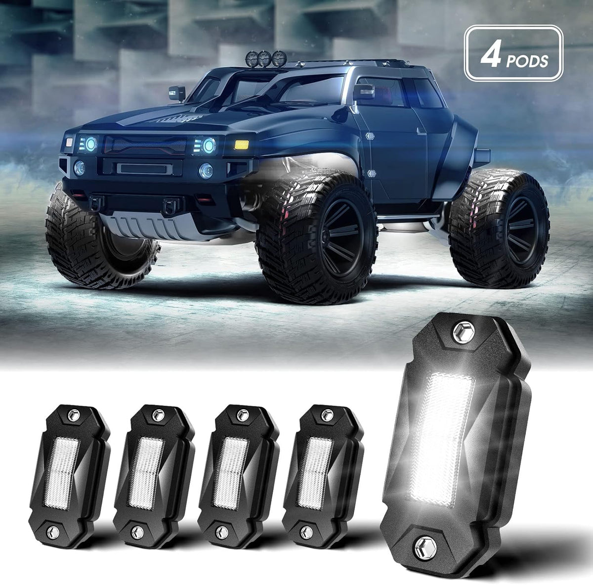 Black 8-Pods Waterproof LED Rock Lights O13328