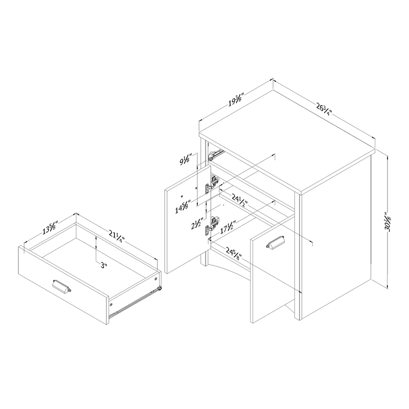 Desk and 1 Printer Cabinet Gray Maple G9896