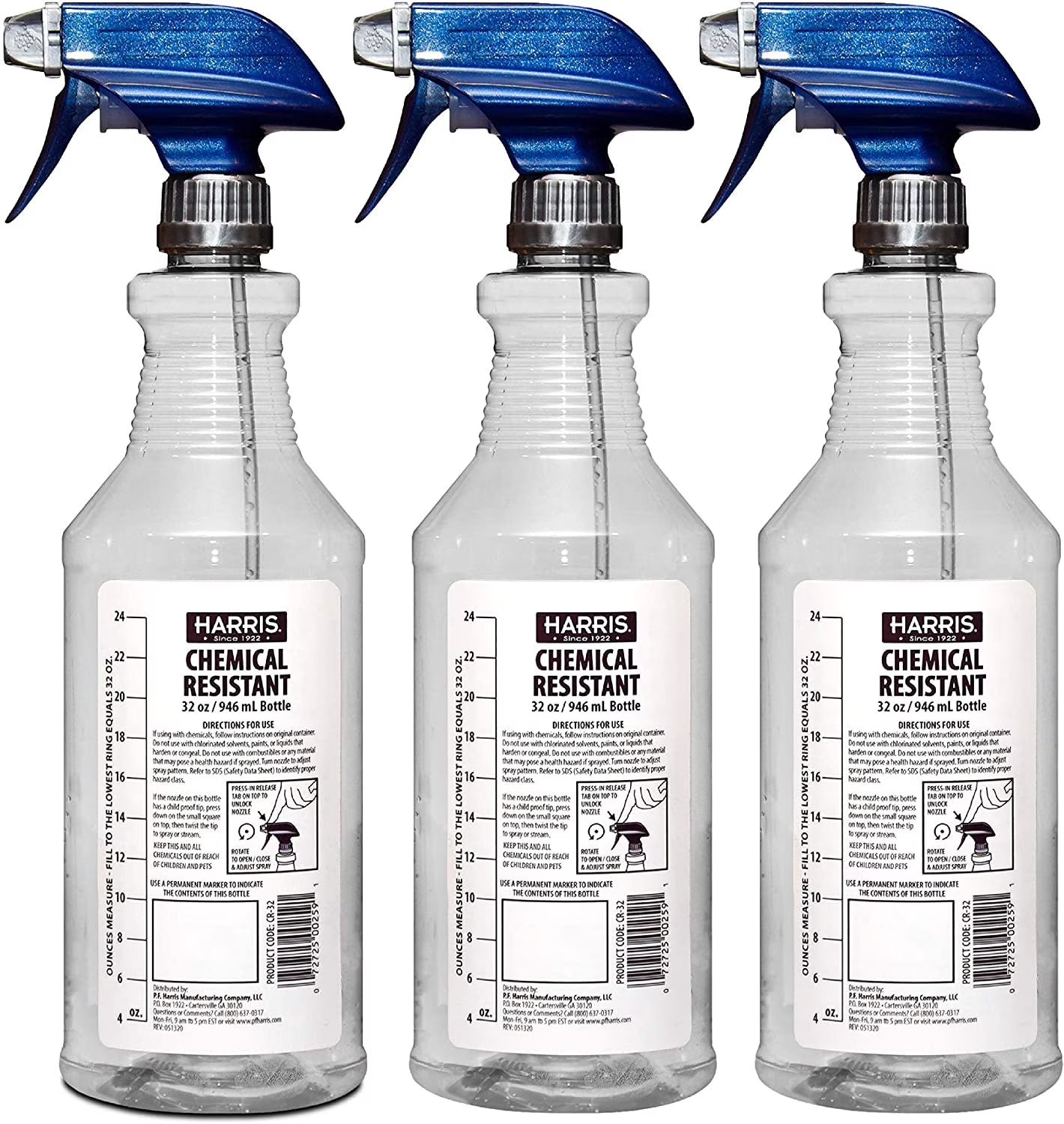 32oz 3-Pack Chemically Resistant Spray Bottles V677037