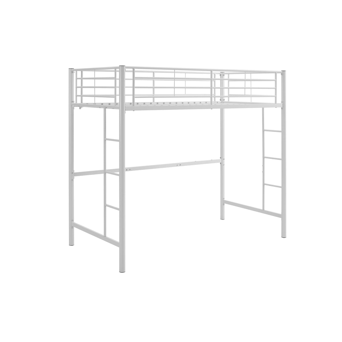 White Metal Twin Loft Bed M7418