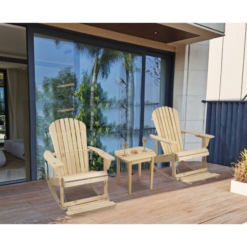 Walnut 3 Piece Patio Adirondack Rocker Set A4968