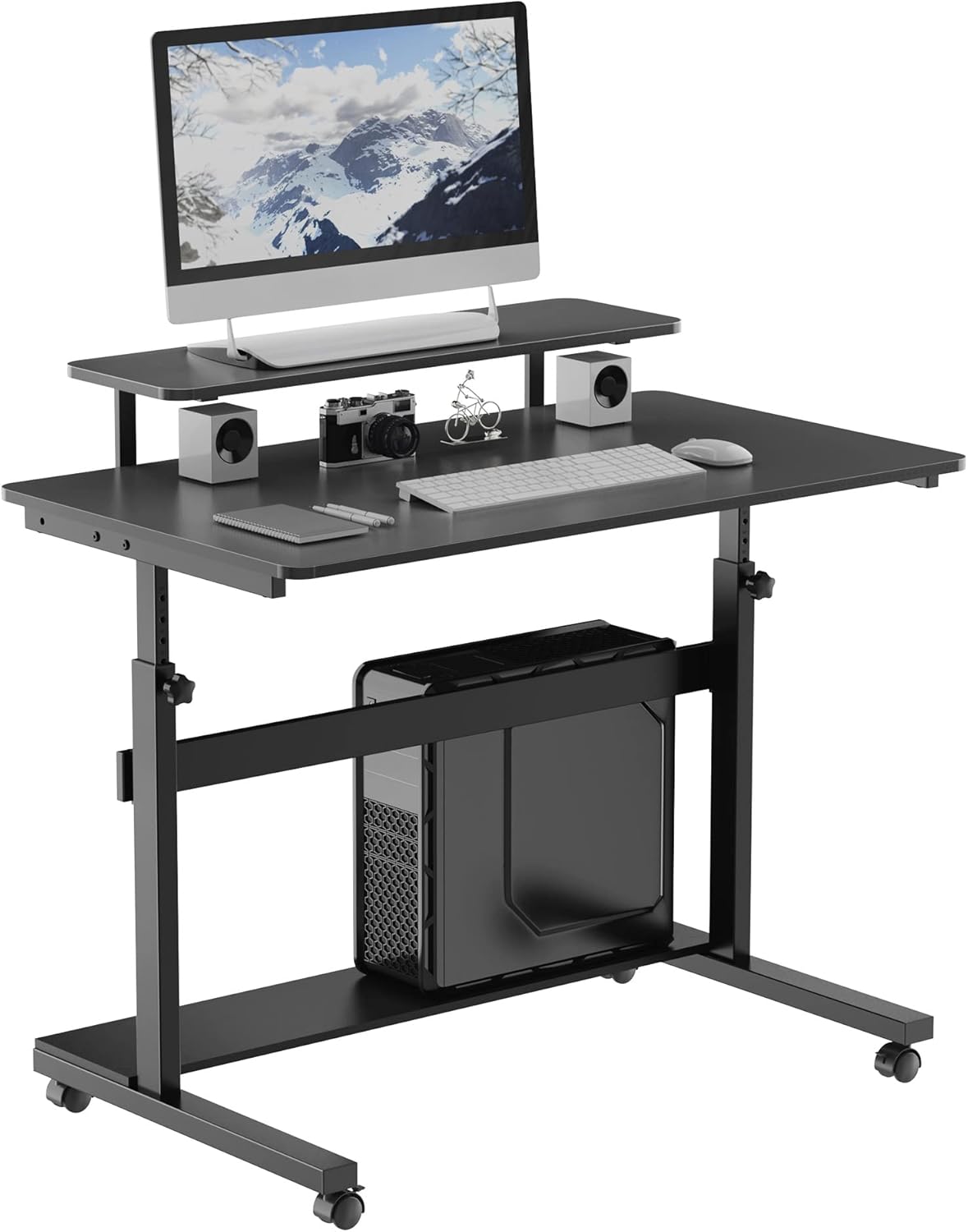 Black Height Adjustable Standing Desk with Detachable Hutch 41" B831