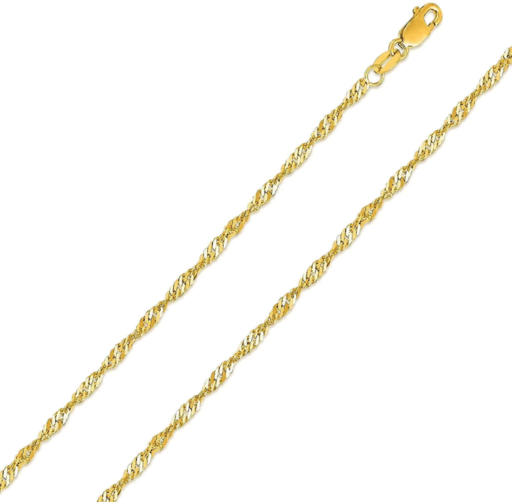 16 Inch 14K Yellow Gold 1.5mm Singapore Pendant Chain Necklace Q580660