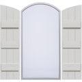 Rustic Faux Wood Shutters with Elliptical Arch Top V9493