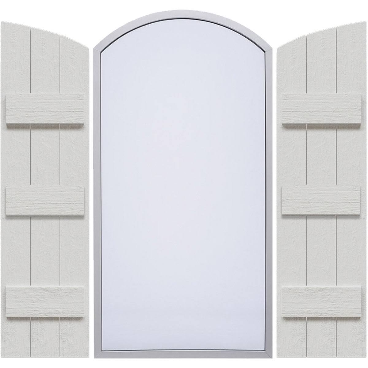 Rustic Faux Wood Shutters with Elliptical Arch Top V9493