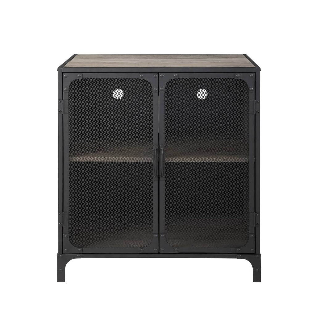 Grey Wash Gray Industrial Accent Cabinet P935