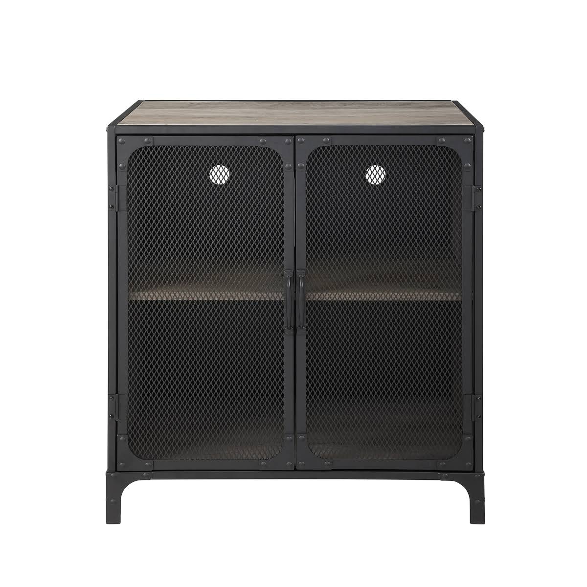 Grey Wash Gray Industrial Accent Cabinet P935