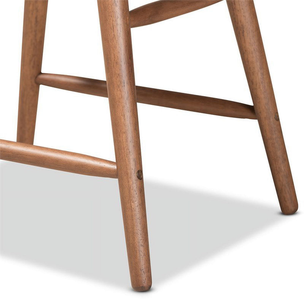 Blue and Walnut Brown Finished Wood 2-Piece Stool Set T27662