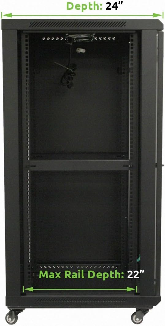 22U Wall Mount Network Server Cabinet Rack Glass Door Locking Casters G81241