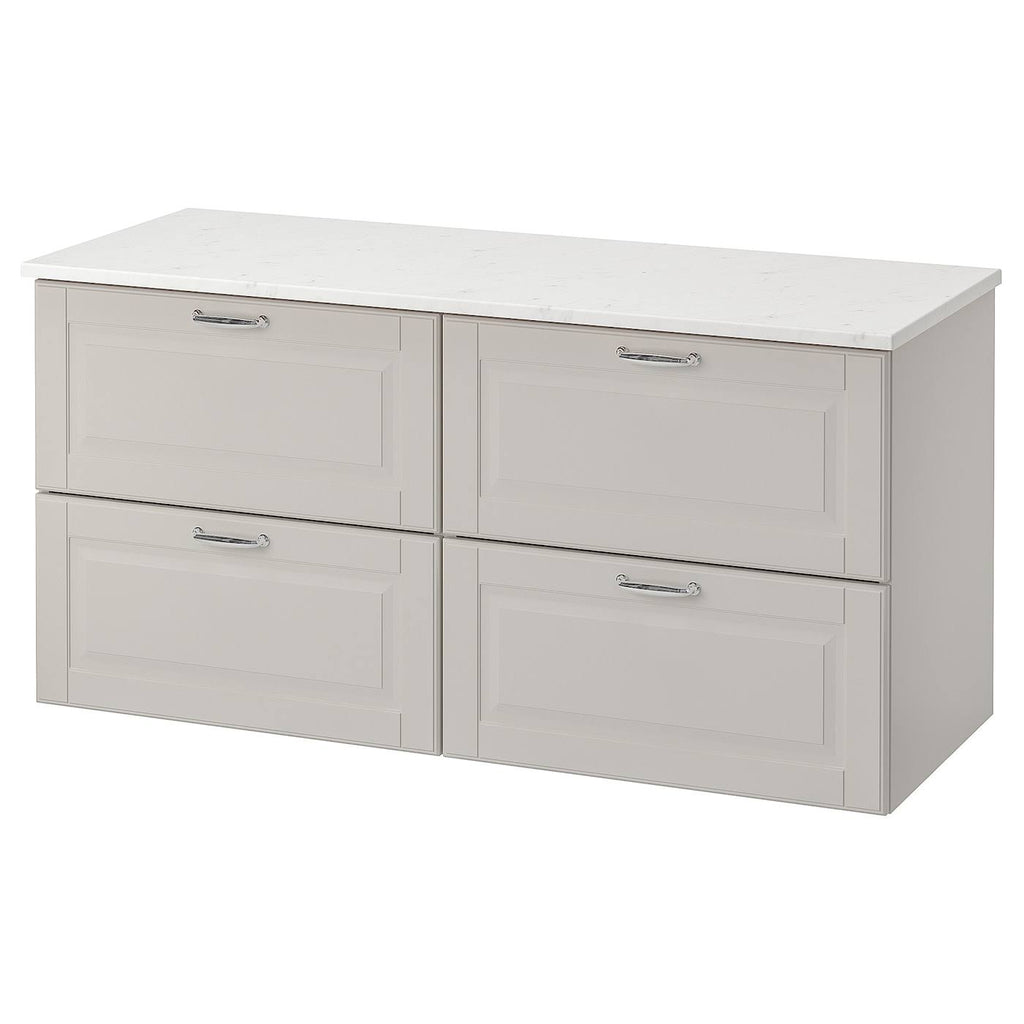 Light gray marble effect sink cabinet with 4 drawers U480363