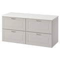 Light gray marble effect sink cabinet with 4 drawers U480363