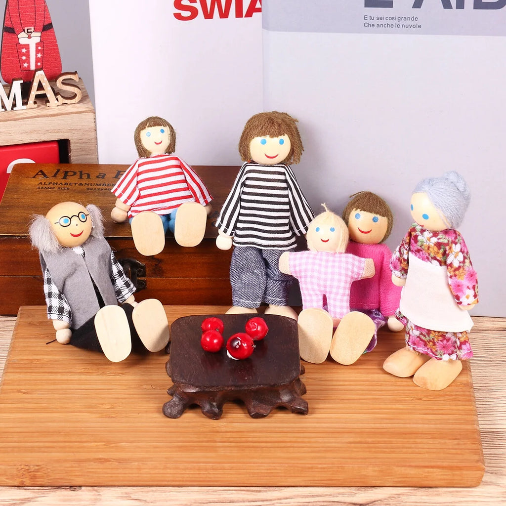 Set of 7 Wooden Dollhouse Figures A27848