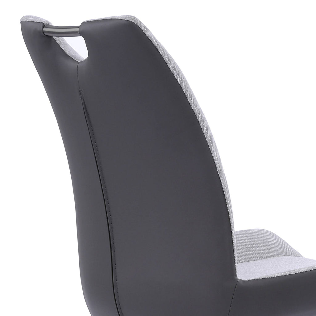 Grey Powder Coated Pewter Fabric Dining Chair Set of 2 N9388