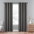 Charcoal Grey 100% Blackout Grommet Top Window Curtain Panel I7997