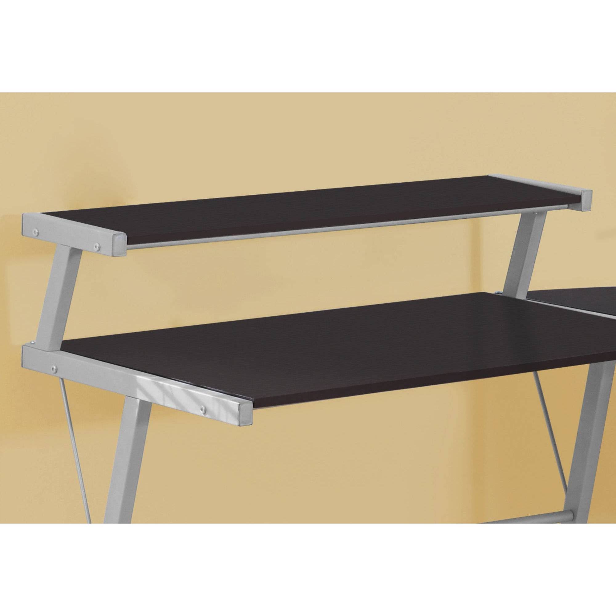 Cappuccino Top Silver Metal Computer Desk B294