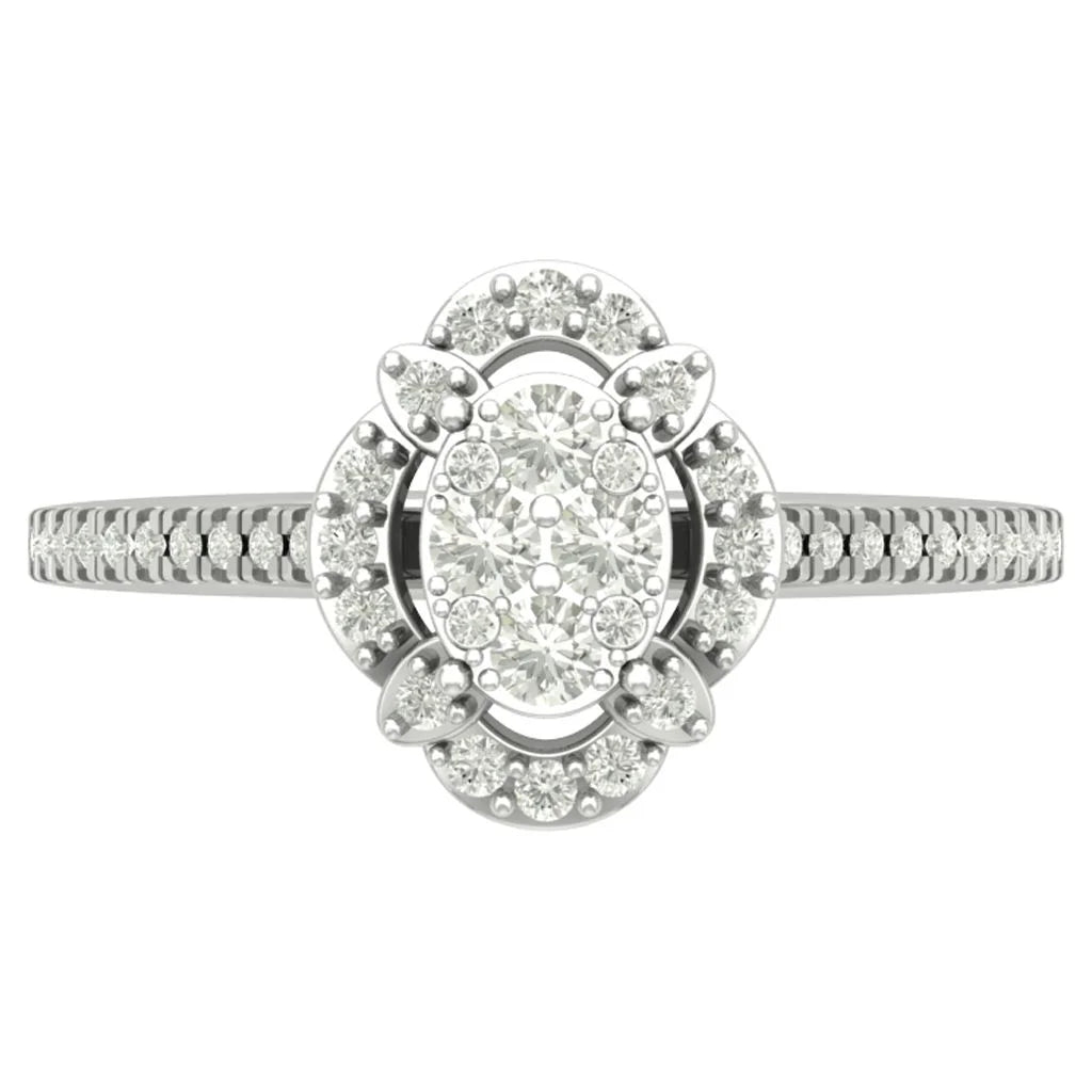 10K White Gold Diamond Cluster Band Ring M1947