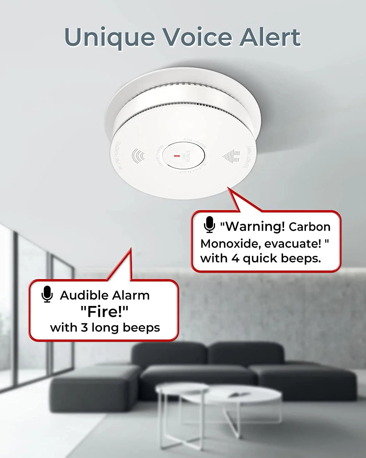 WiFi Smoke Detector Carbon Monoxide Detector Combo, 2 Pack A8000