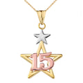 Tri-Color Gold Star Pendant Necklace M504890
