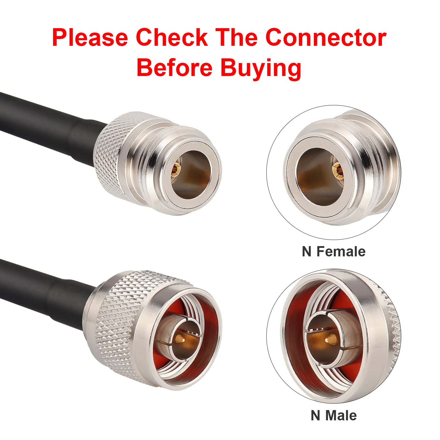 25ft N Male to N Female Coax Extension Cable, 50 ohm Low Loss C2549