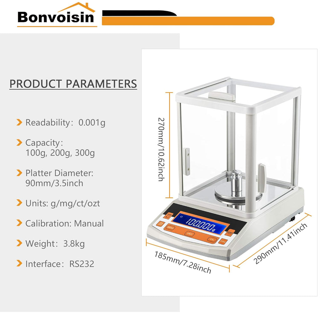 Analytical Balance 200g x 1mg Precision Lab Scale K52316