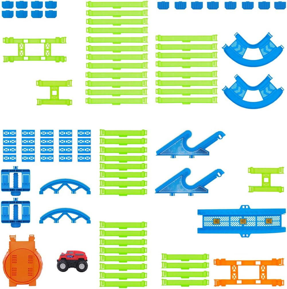 Glow in The Dark Race Car Track Playset, 45 Pcs with Lights L5782