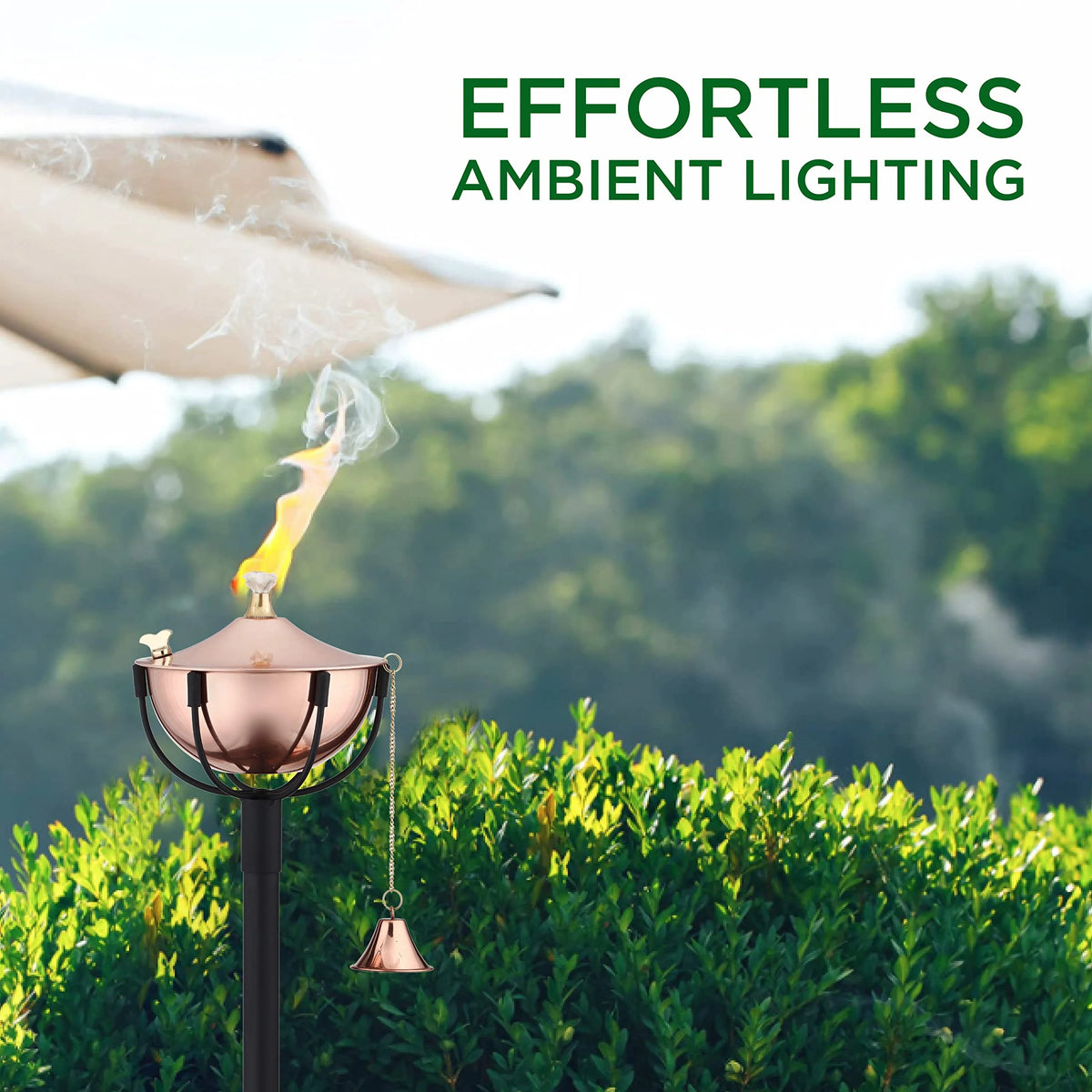 Metal Oil Lamp Outdoor, 54" Tall, 32oz Oil Lamp (Smooth Copper) L921