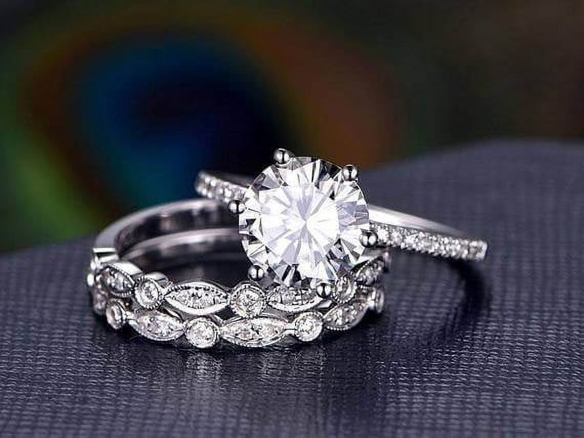 18k Gold Plated Moissanite Trio Wedding Set Y26410
