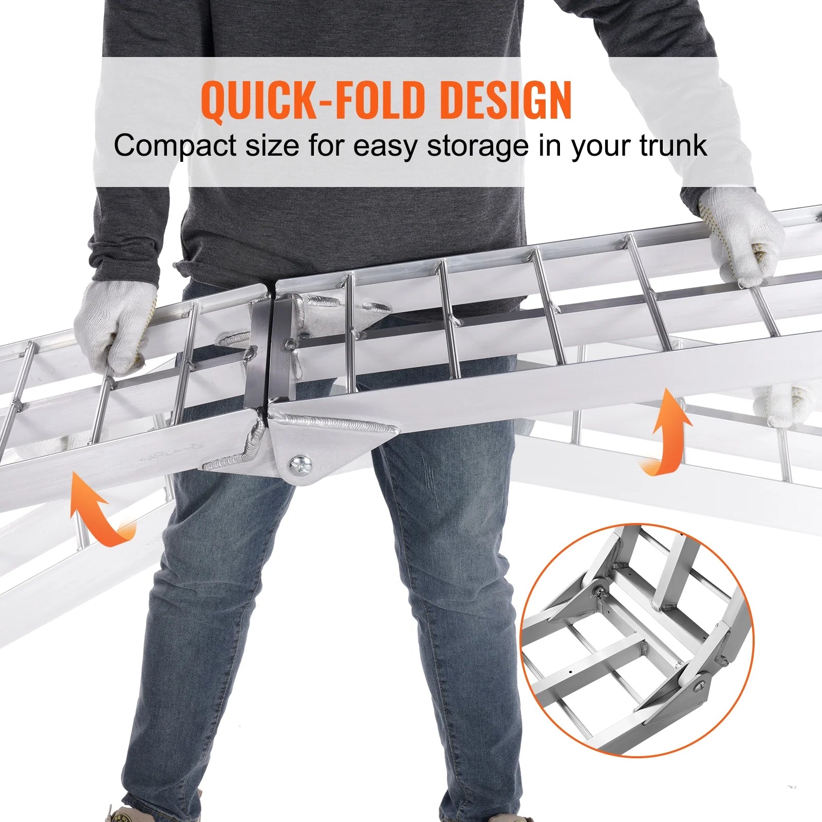 Aluminum Loading Ramp 750 lbs Foldable Non-slip Truck Ramps E22855