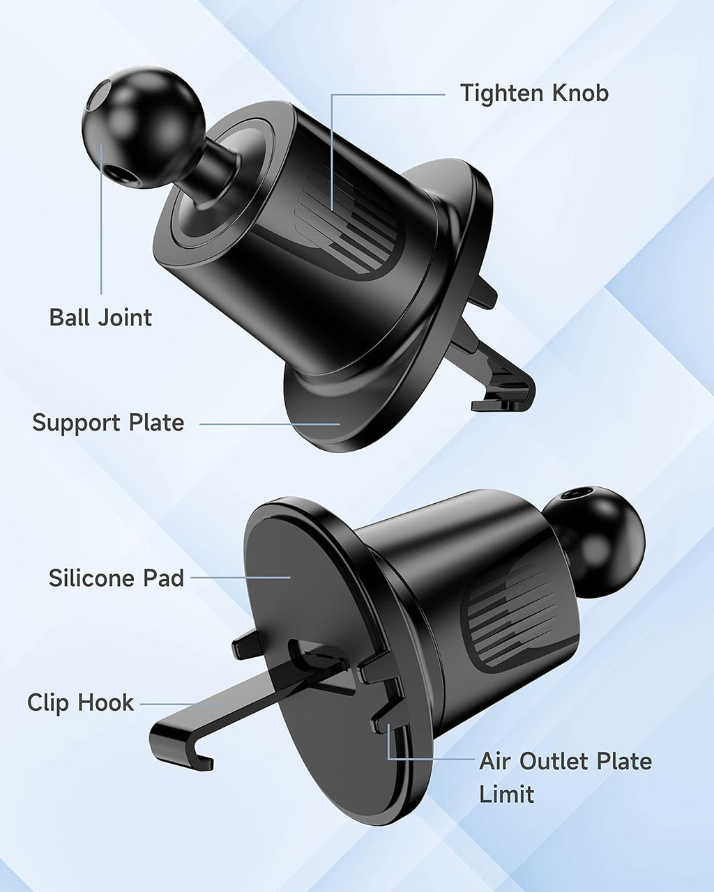 Universal Air Vent Clip Car Mount with Joint Ball Pack of 2 S7861