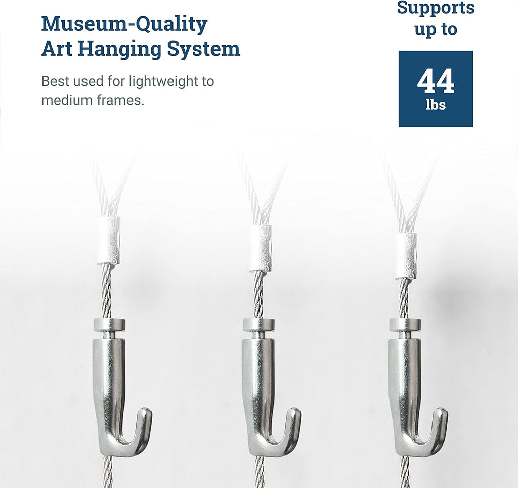 Adjustable Hooks for Gallery Picture Hanging System fits 2.0mm Steel Cables - 10 Pack T6777