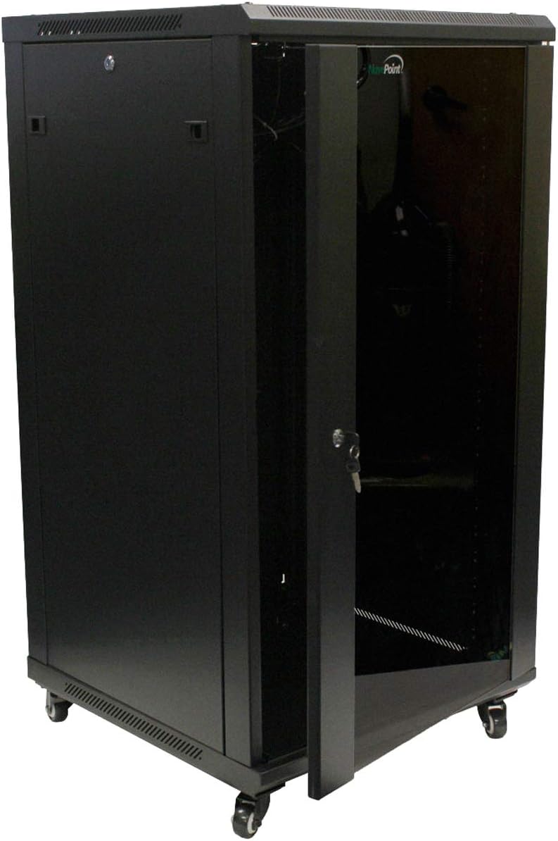 22U Wall Mount Network Server Cabinet Rack Glass Door Locking Casters G81241