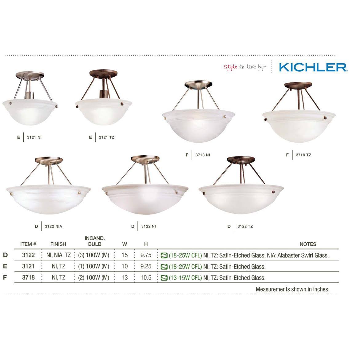 Brushed Nickel 3 Light Semi Flush H47346
