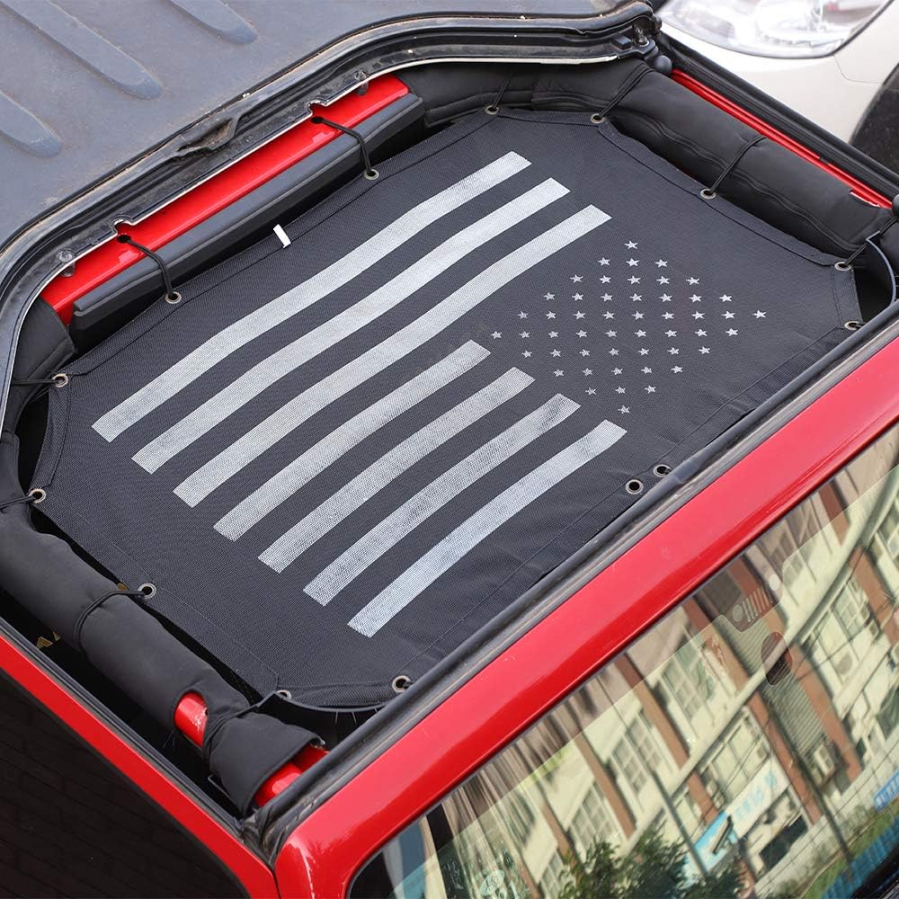 Black Mesh Shade Top Sunshade Cover for Jeep Wrangler JK JKU 2/4-Door O77271