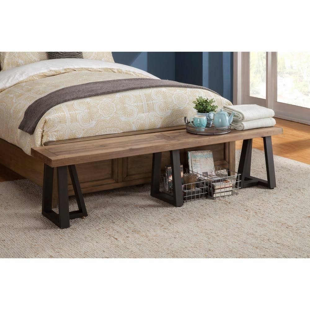 Wood and Metal Dining Bench Brown W262109