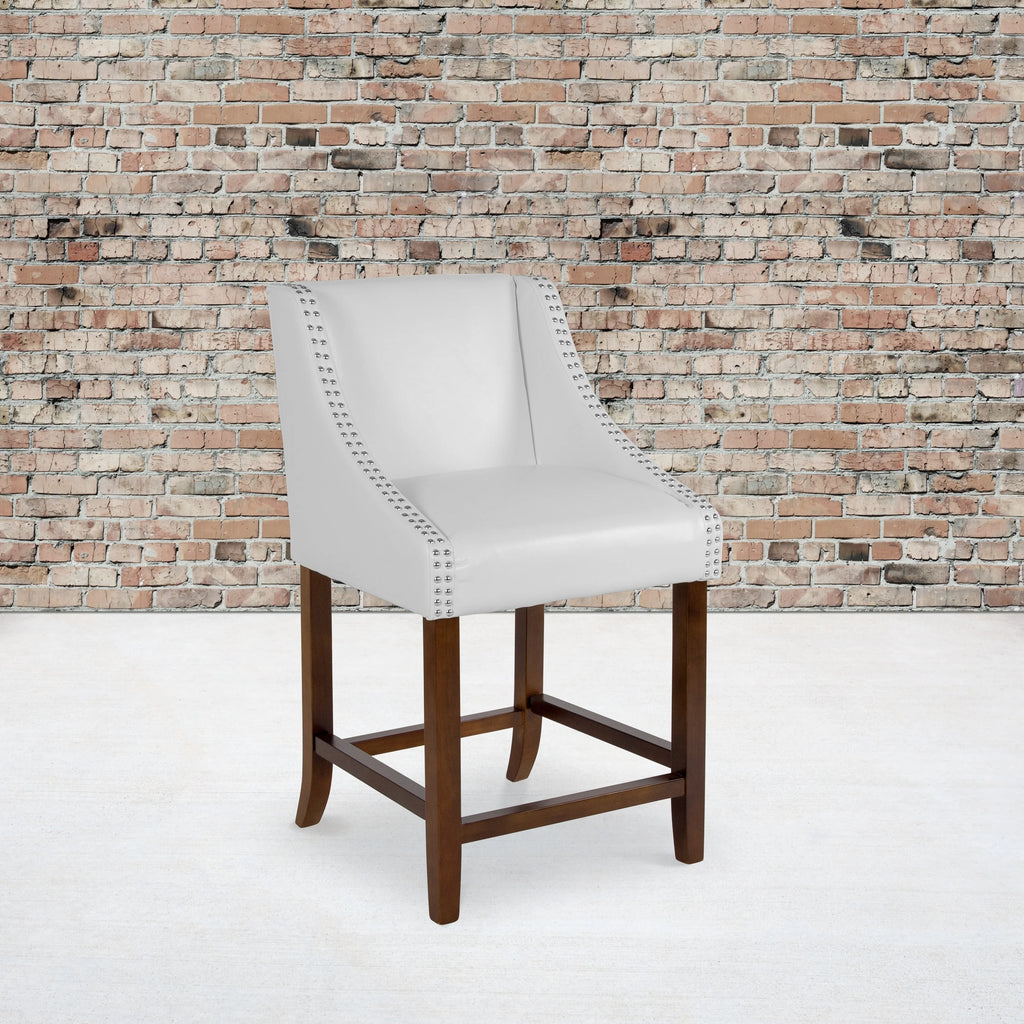 Walnut Counter Height Stool with Faux Leather J7046