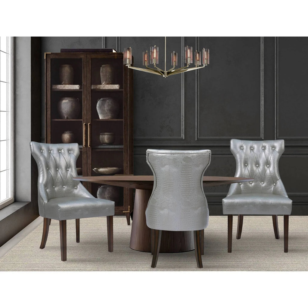 Silver Tufted Dining Side Chair Set of 2 N278247